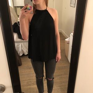 High neck black tank top